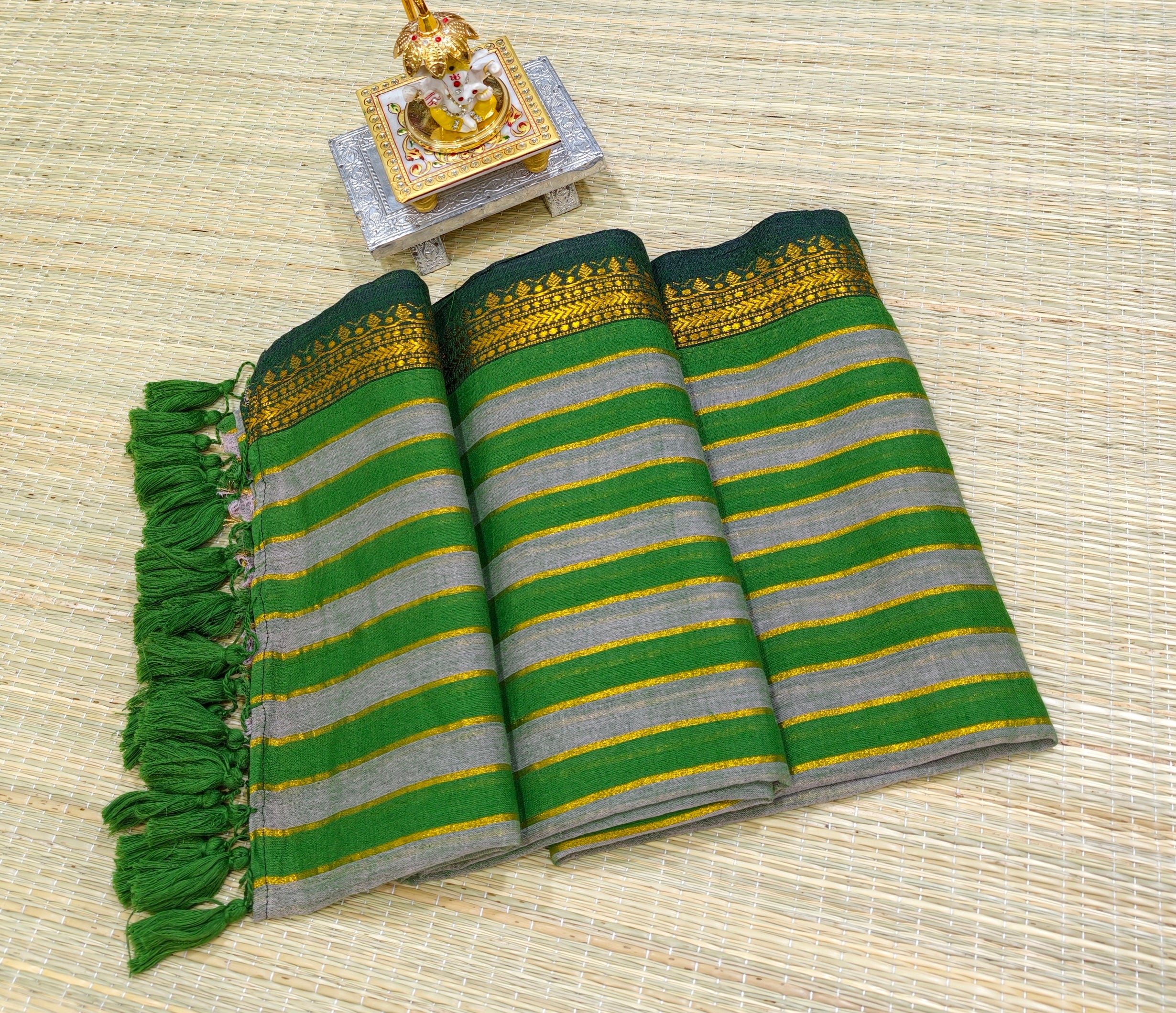 Premium mul cotton saree with alternate stripes PMK
