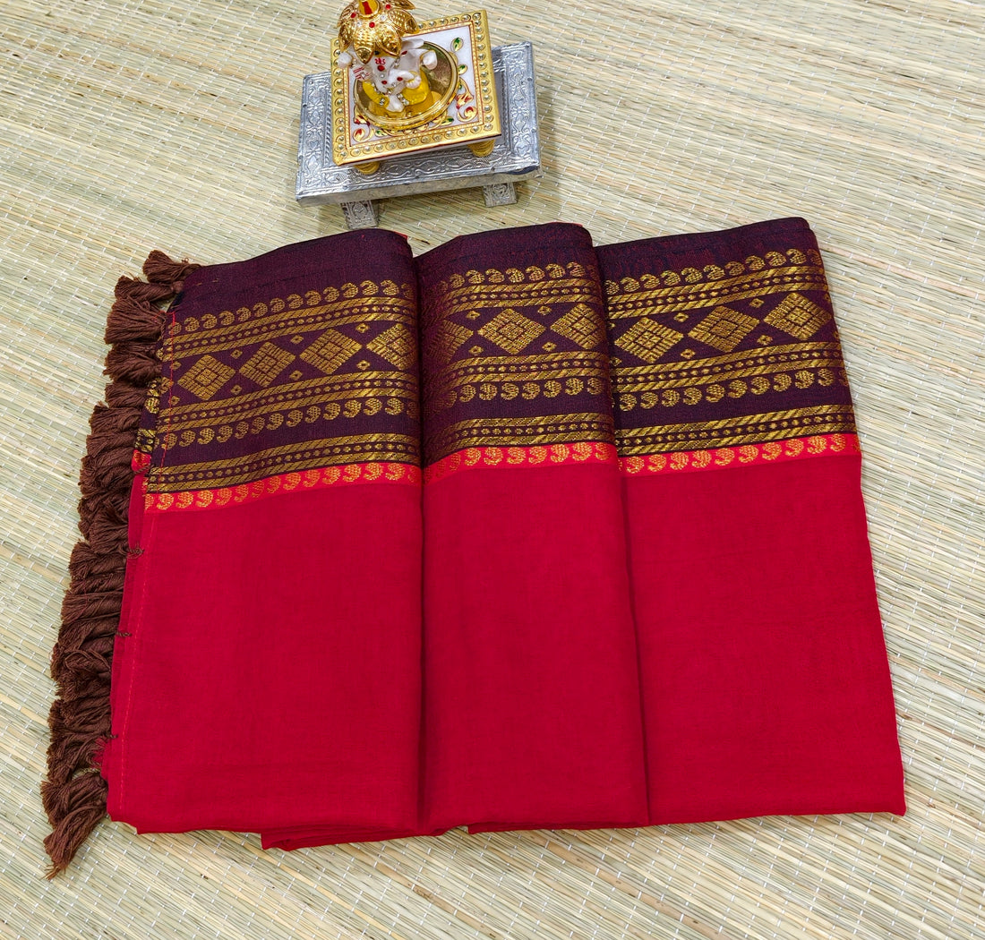 Premium mul cotton saree with kanchi border