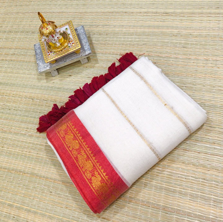 Premium mul cotton zari stripe with kanchi border PMK