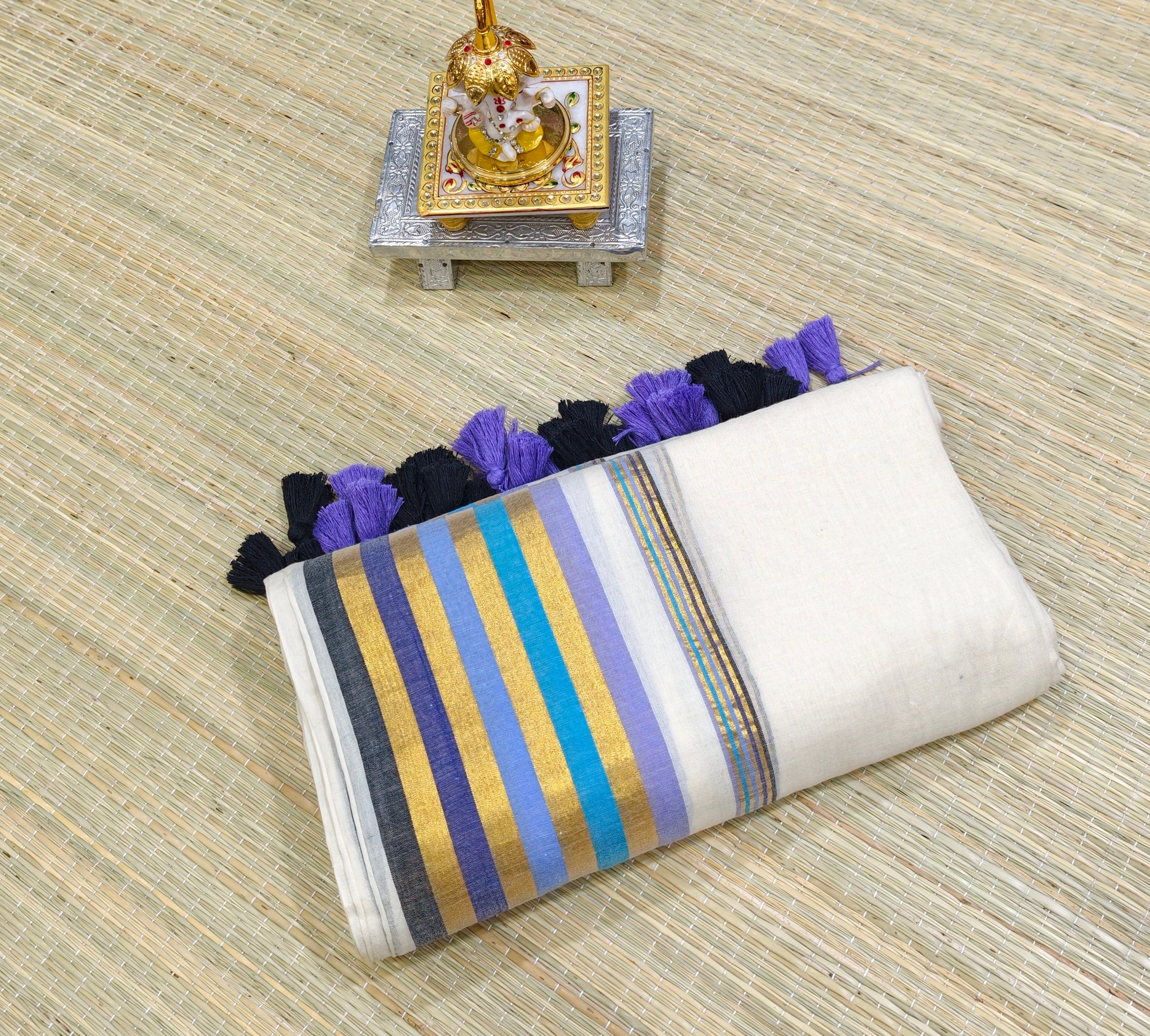 Premium mul cotton saree with stripes border PMK