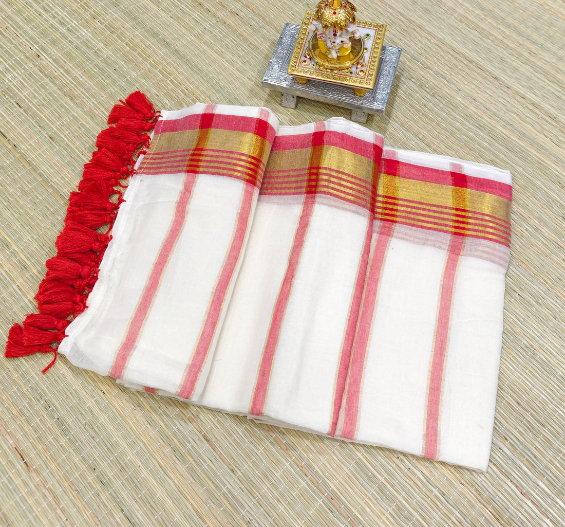 Premium mul cotton saree with zari border PMK