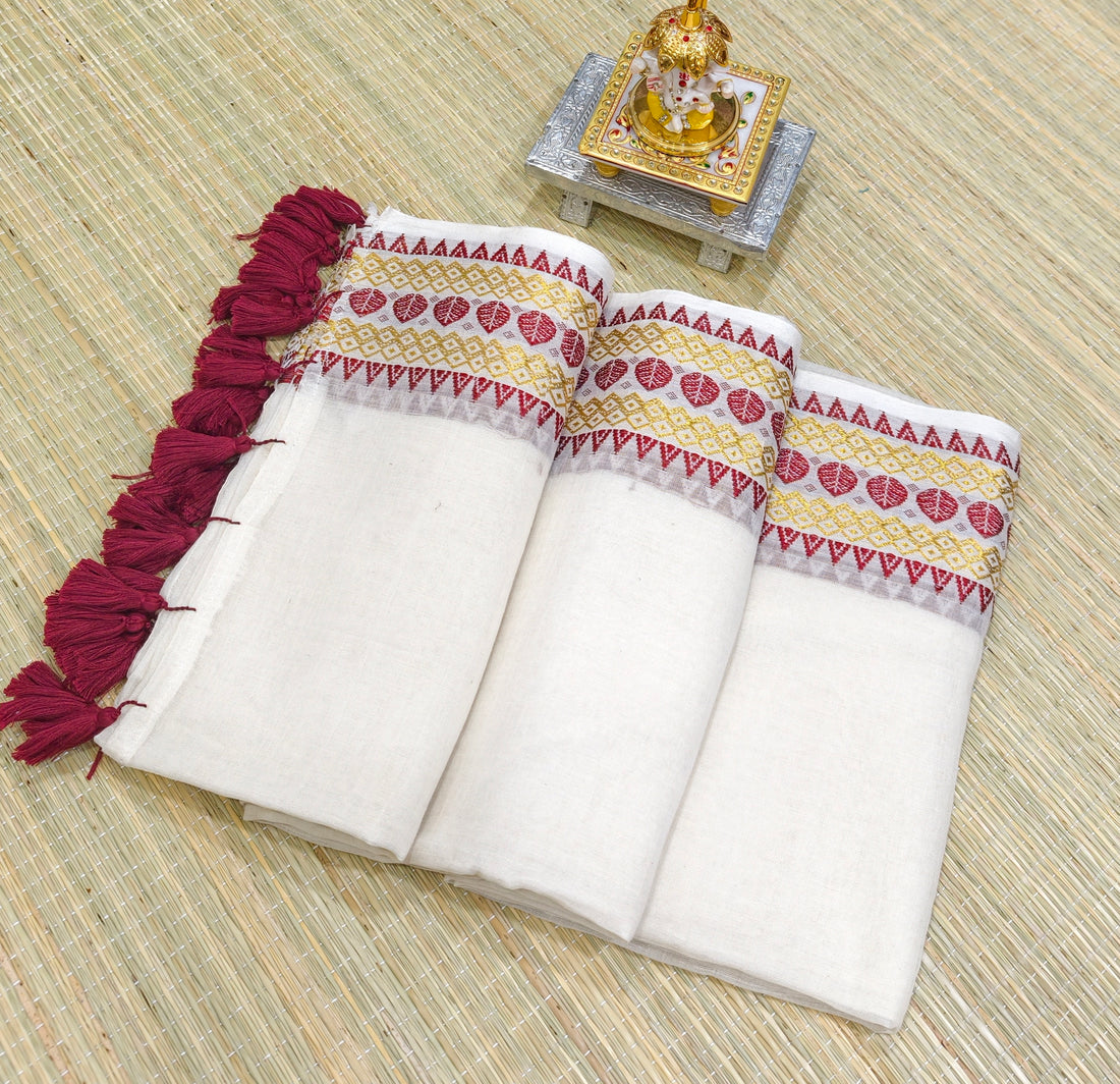 Premium mul cotton saree with zari border