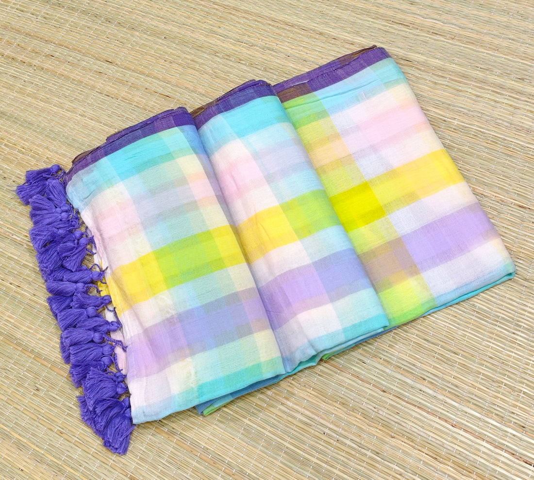 Premium mul check saree