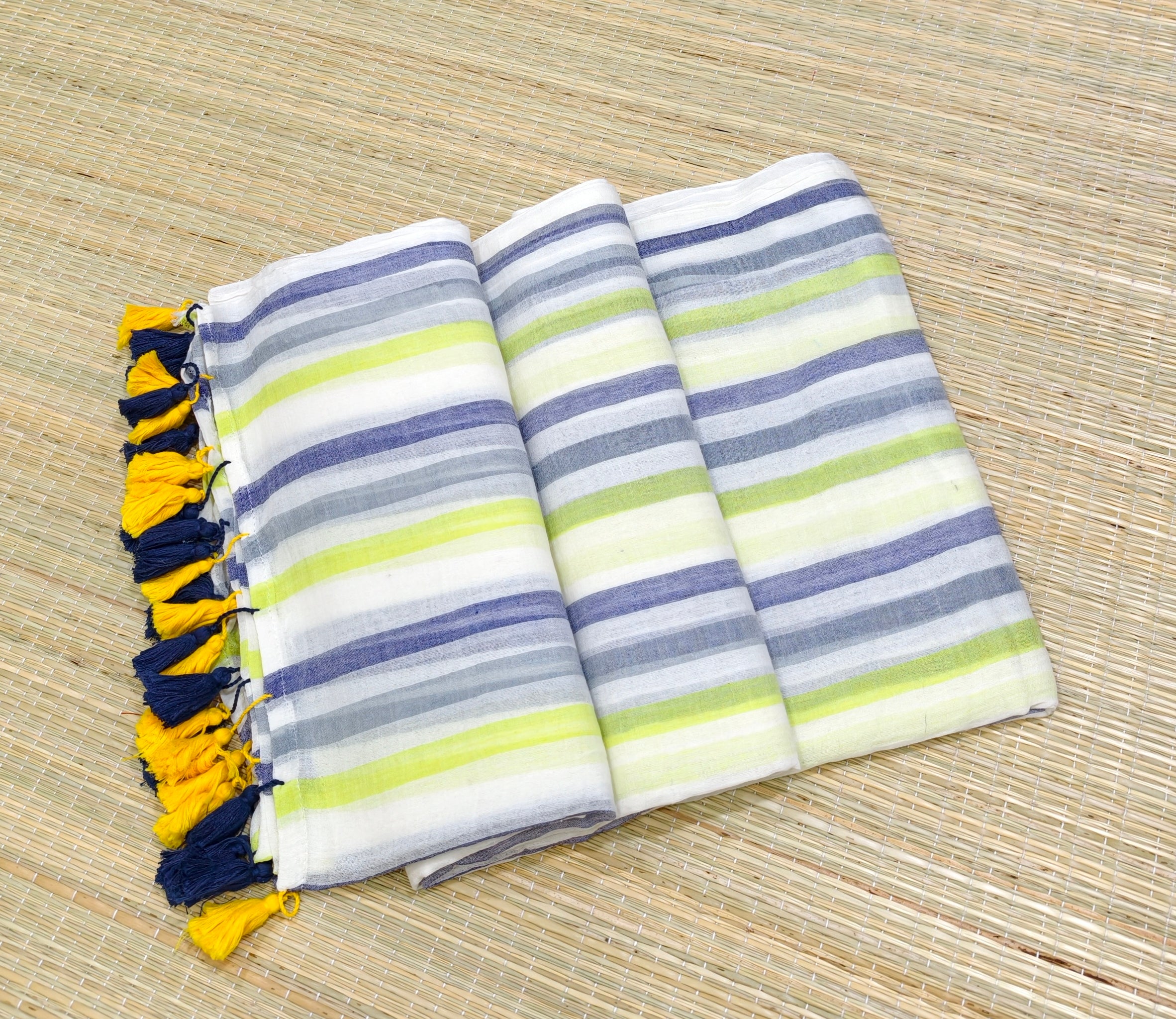 Premium mul cotton saree with multi stripes PMK