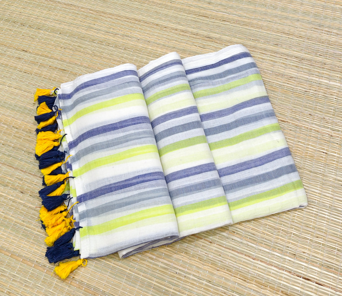 Premium mul cotton saree with multi stripes PMK