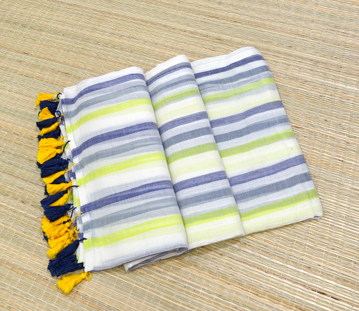 Premium mul cotton saree with multi stripes PMK
