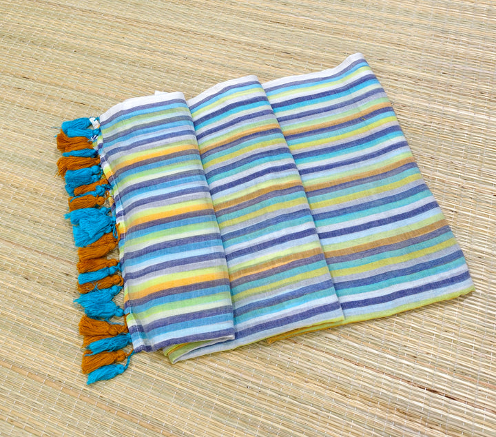 Premium mul cotton saree with multi stripes PMK