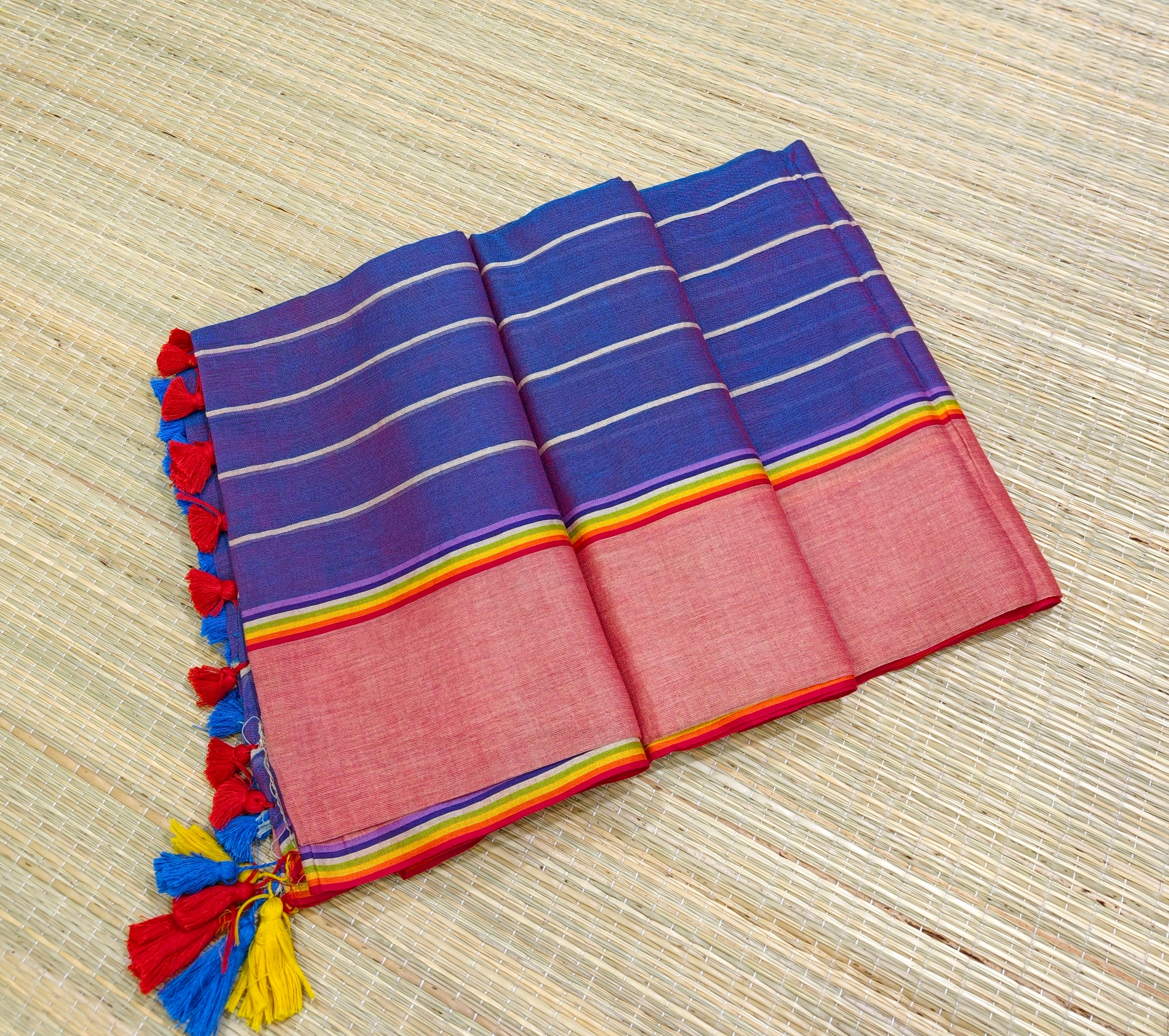Premium mul cotton half and half saree