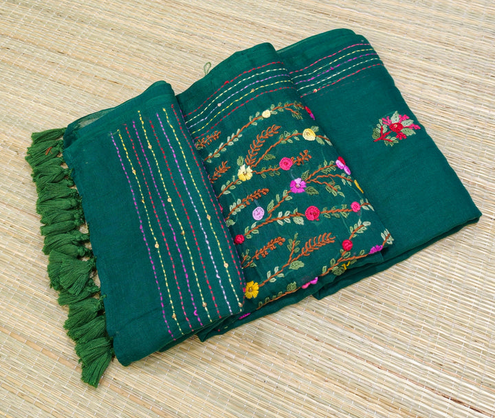 Premium mul cotton saree with Bullion knot embroidery PMK