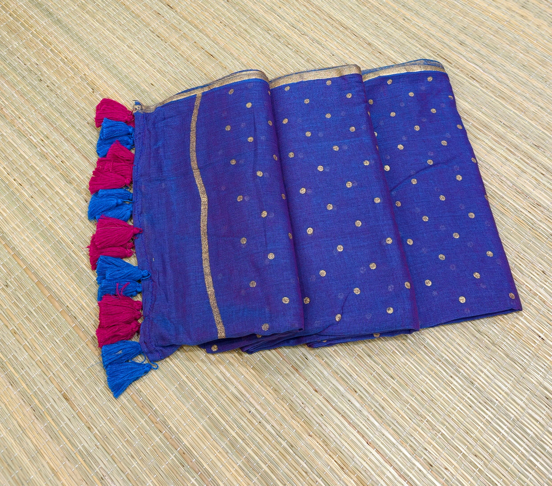 Premium mul foil print polka dot saree