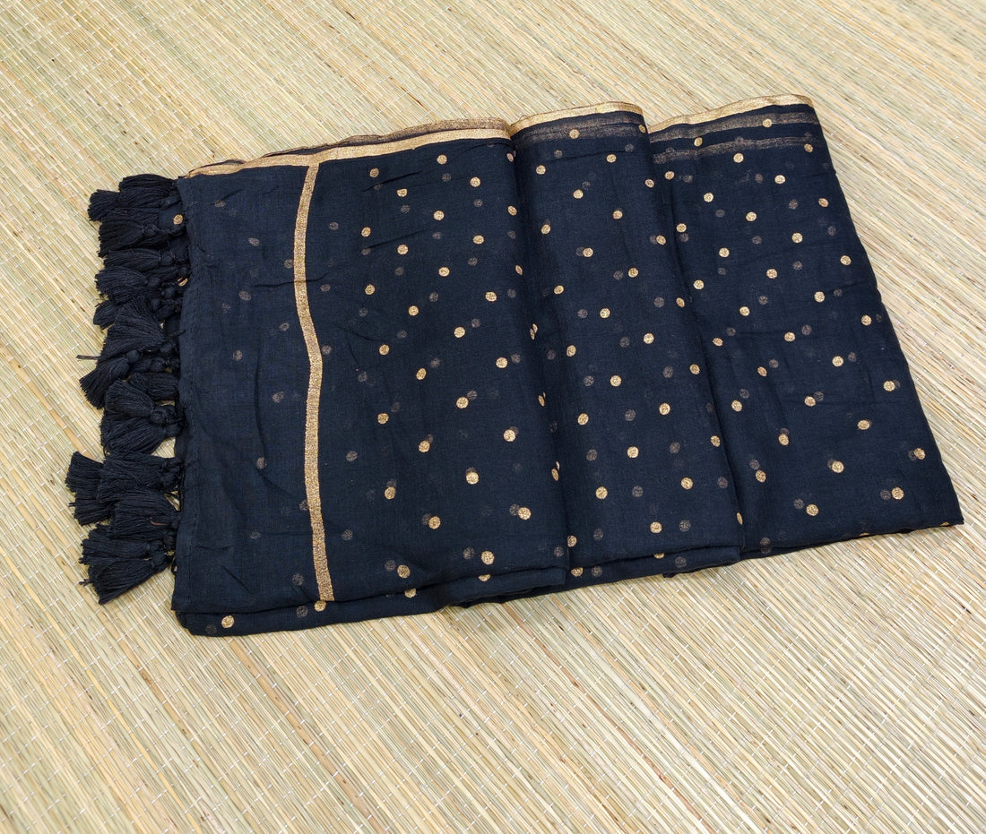 Premium mul foil print polka dot saree
