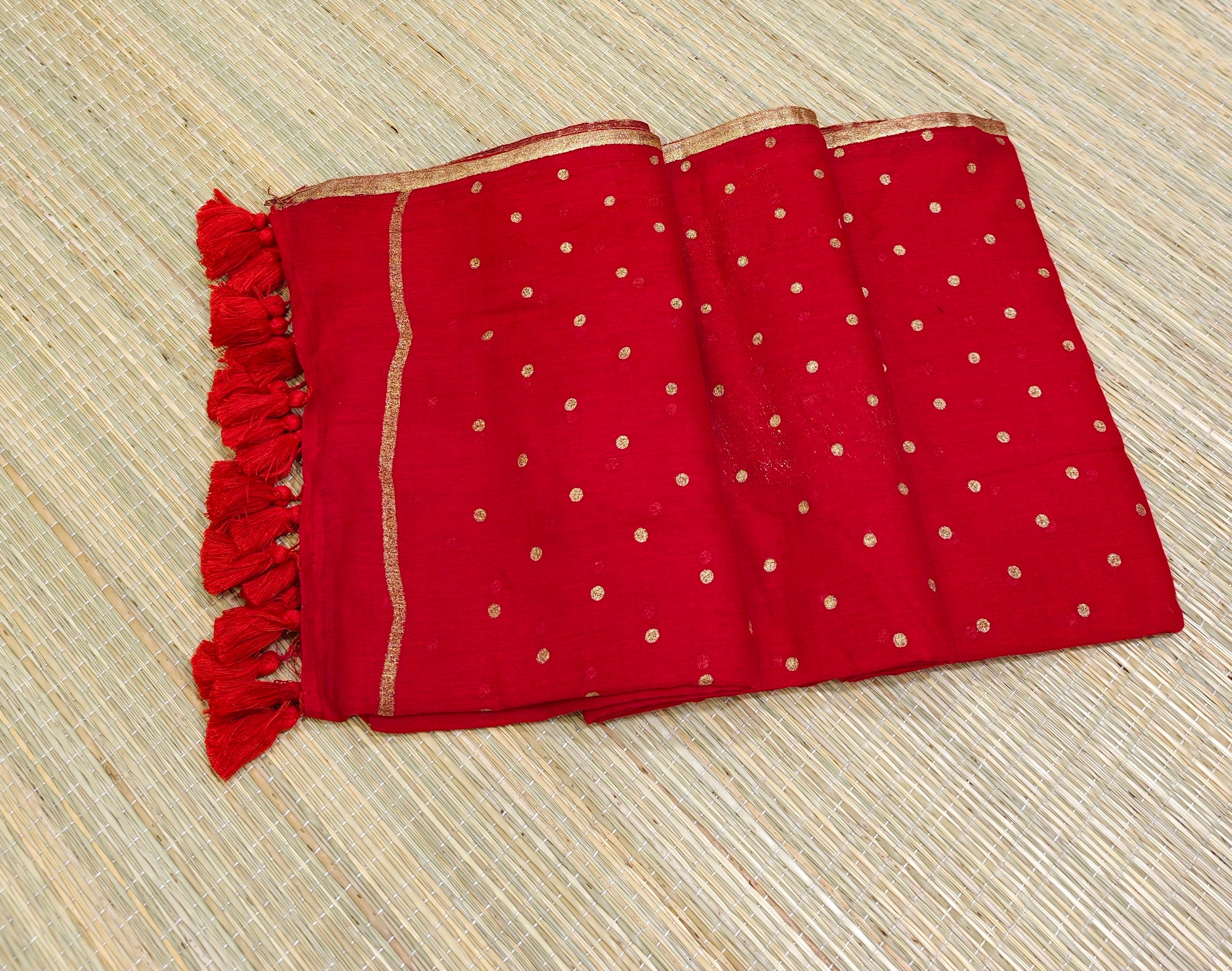 Premium mul foil print polka dot saree