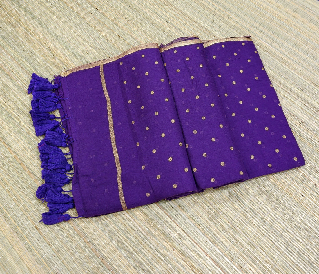 Premium mul foil print polka dot saree