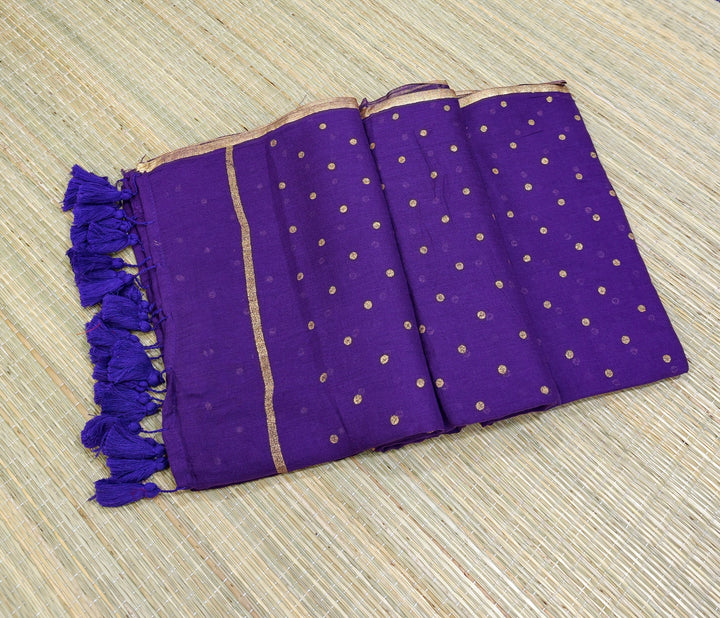 Premium mul foil print polka dot saree