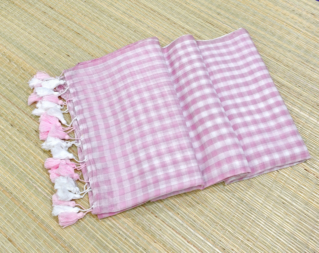 Premium small check mul cotton saree PMK