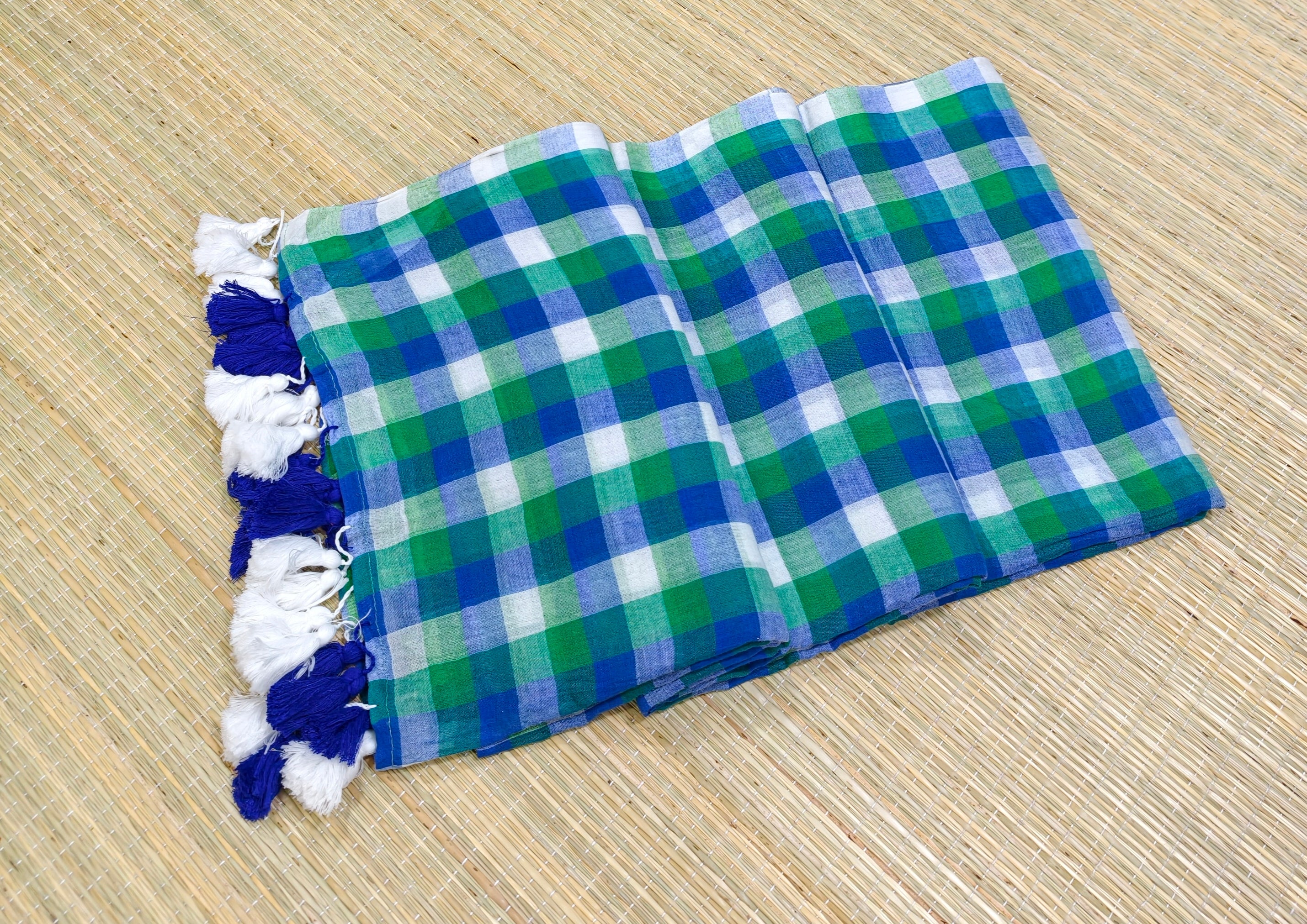 Premium multi checks mul saree PMK