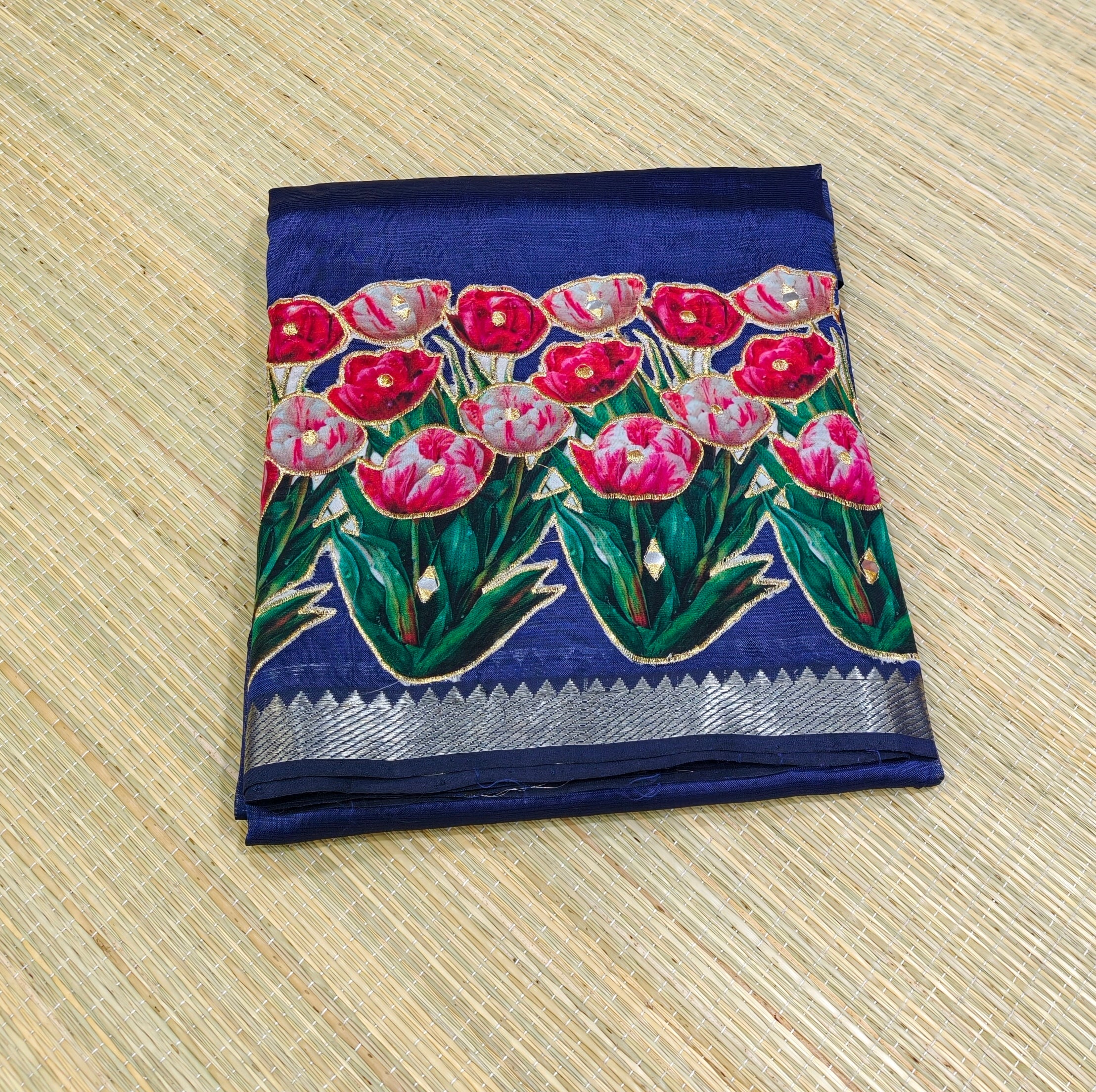 Pure Mangalagiri silk with applique work