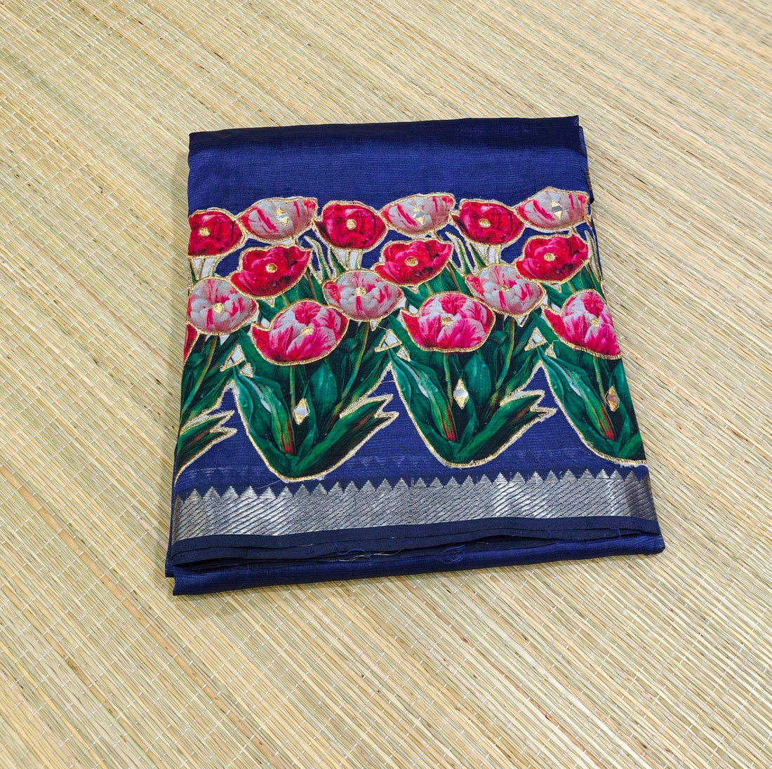 Pure Mangalagiri silk with applique work