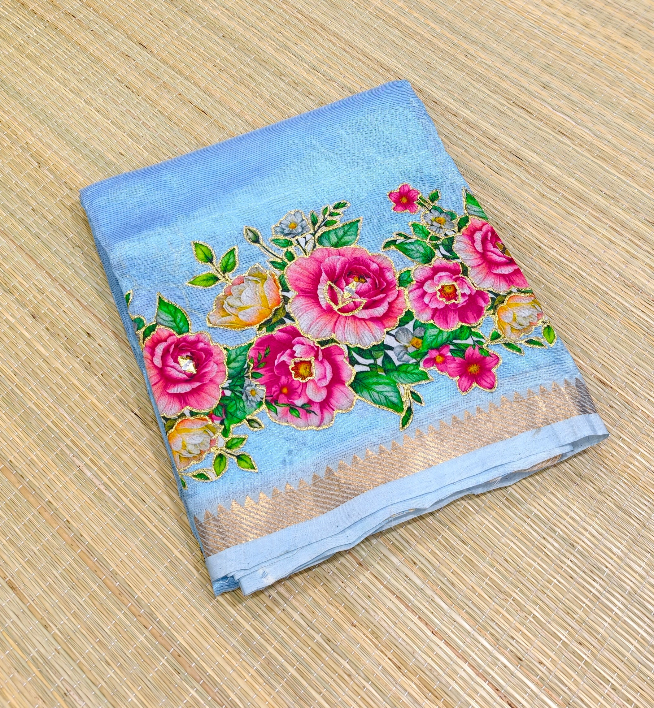 Pure Mangalagiri silk with applique work