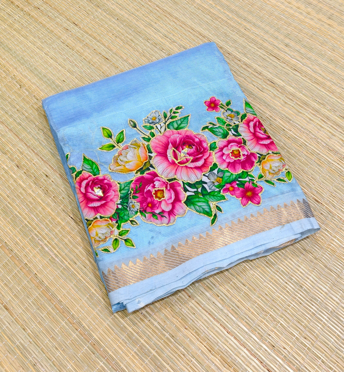 Pure Mangalagiri silk with applique work