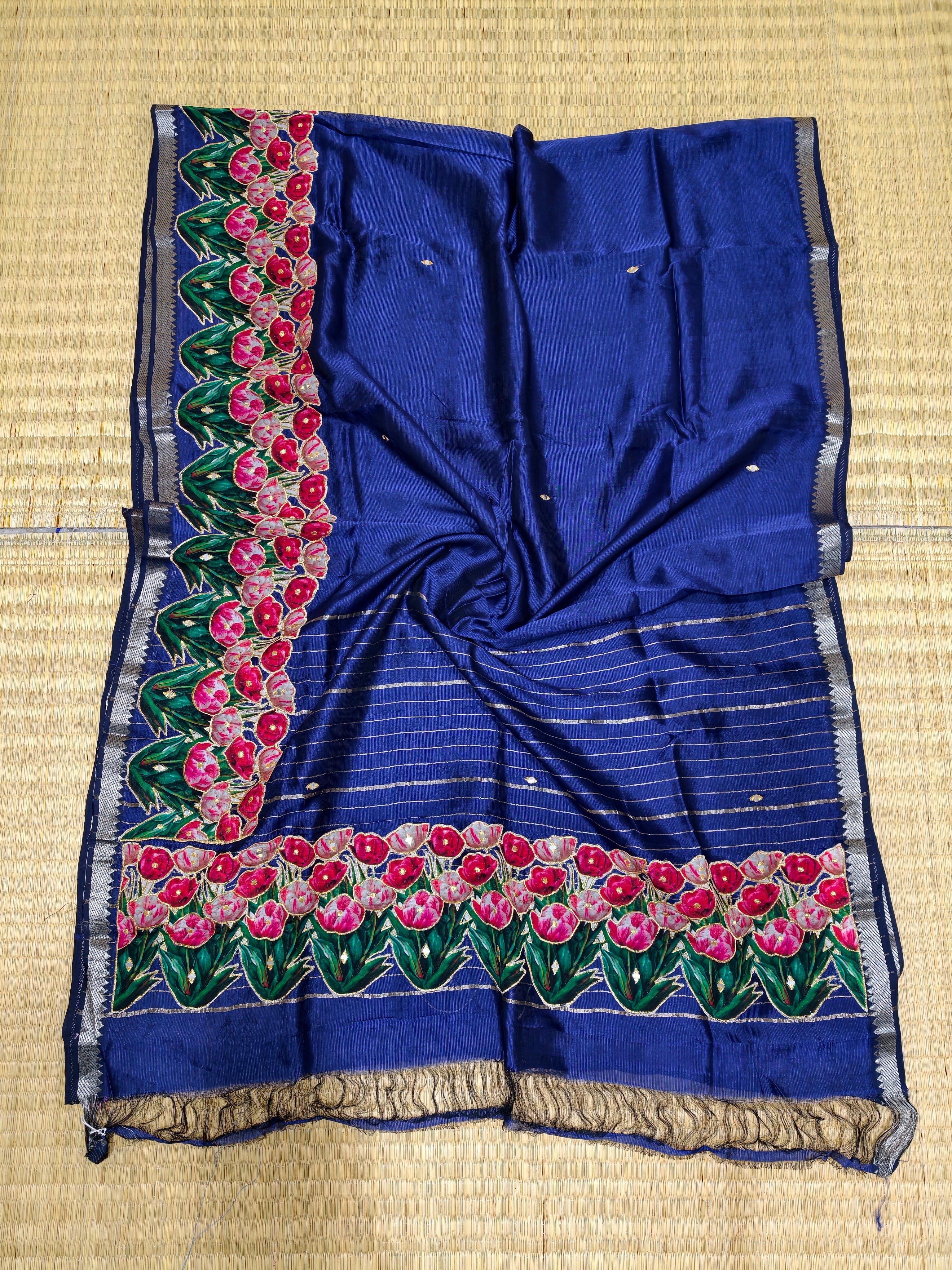 Pure Mangalagiri silk with applique work