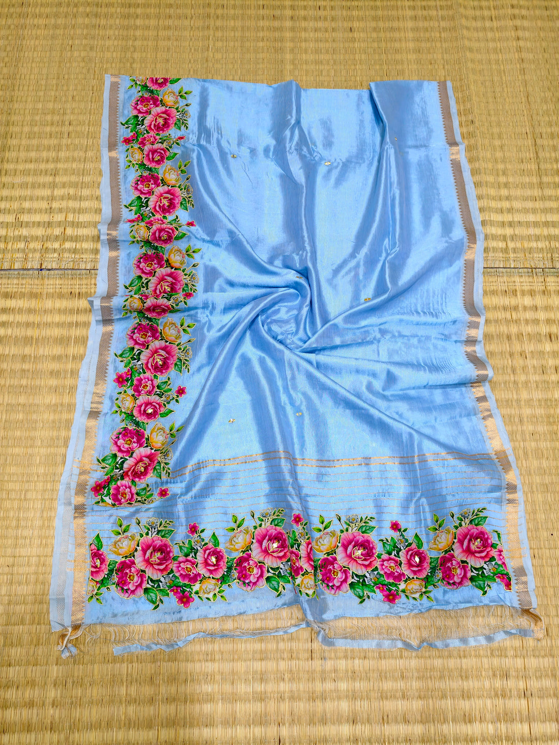 Pure Mangalagiri silk with applique work