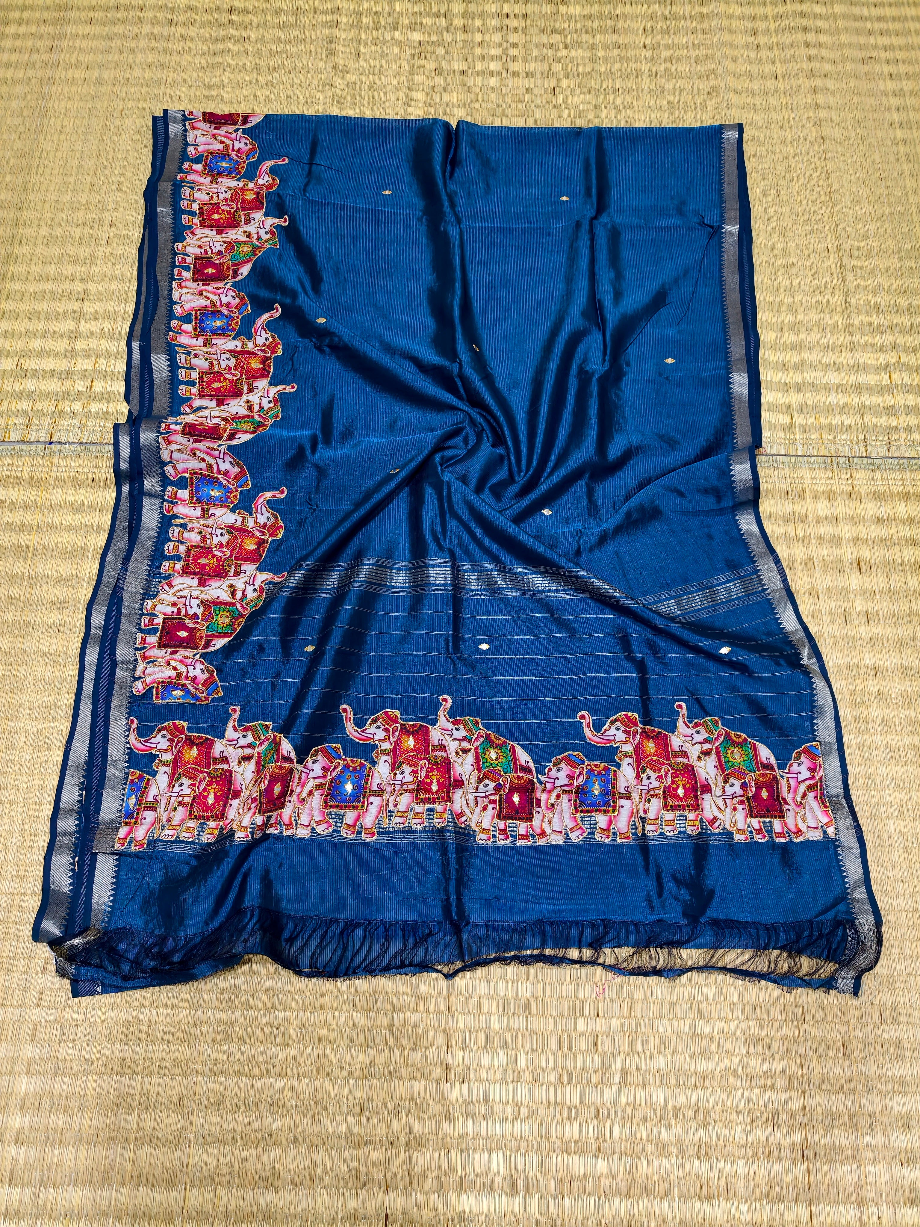 Pure Mangalagiri silk with applique work
