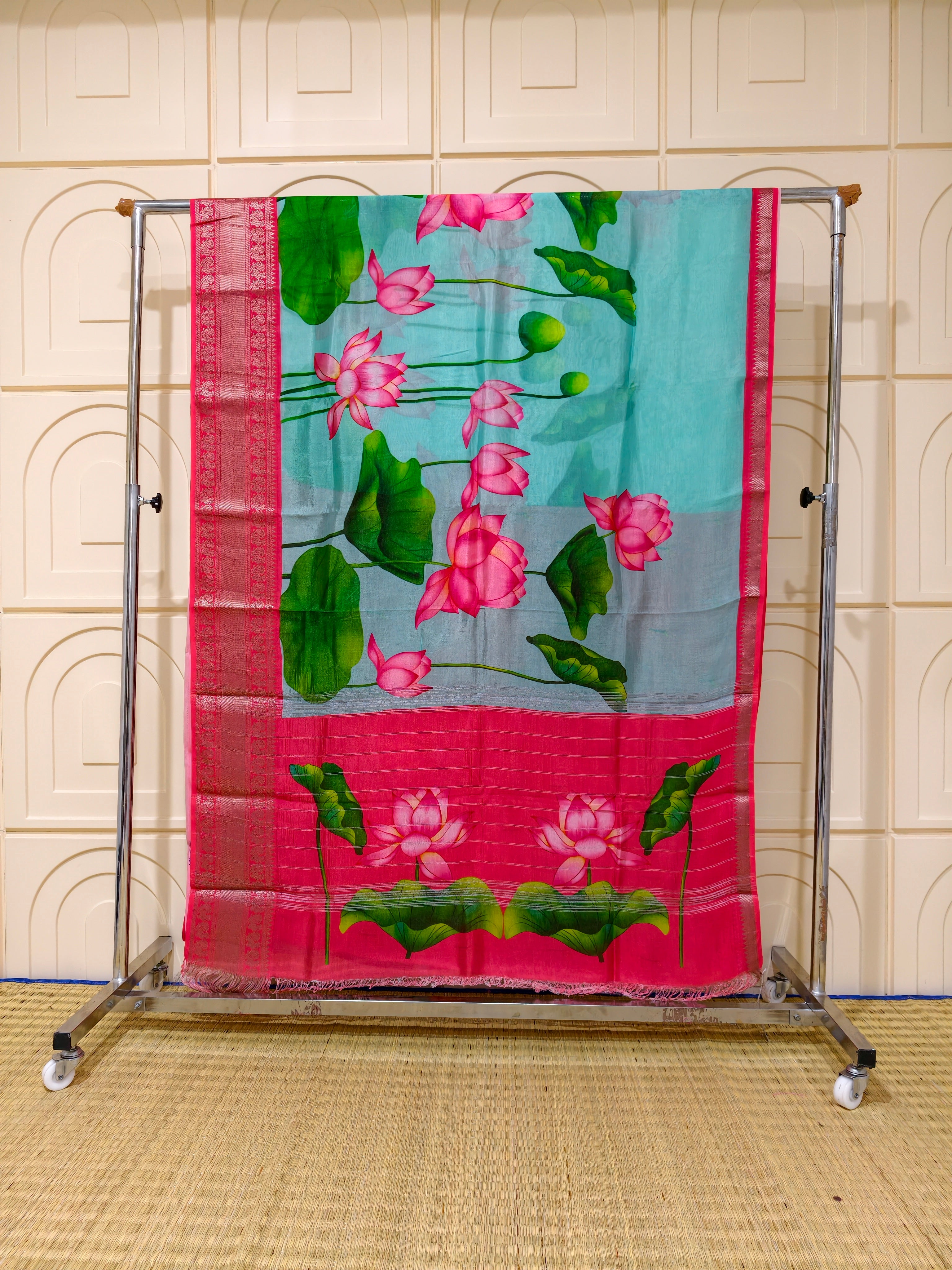 Pure Mangalagiri silk digital print sarees