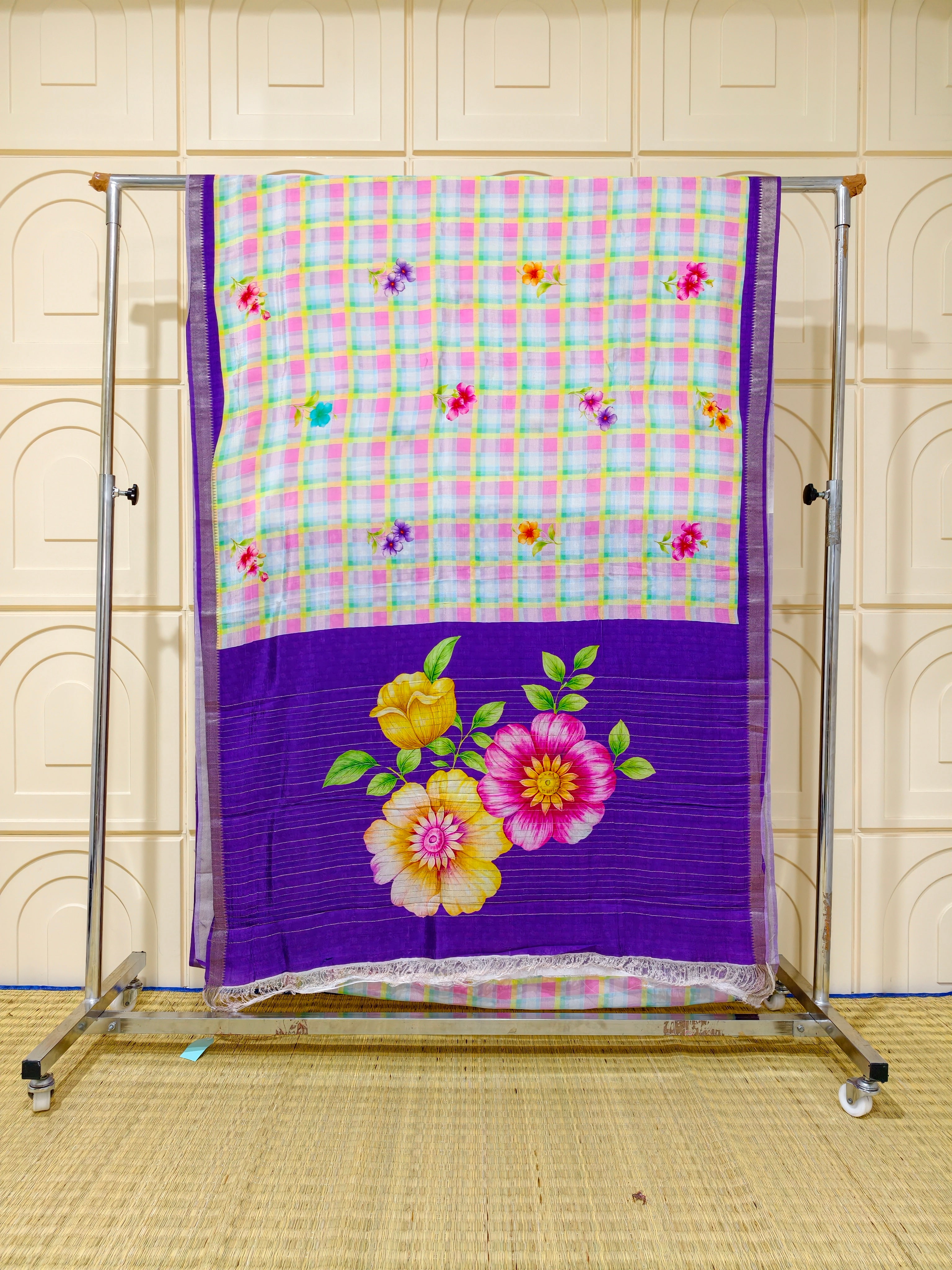 Pure Mangalagiri silk digital print sarees