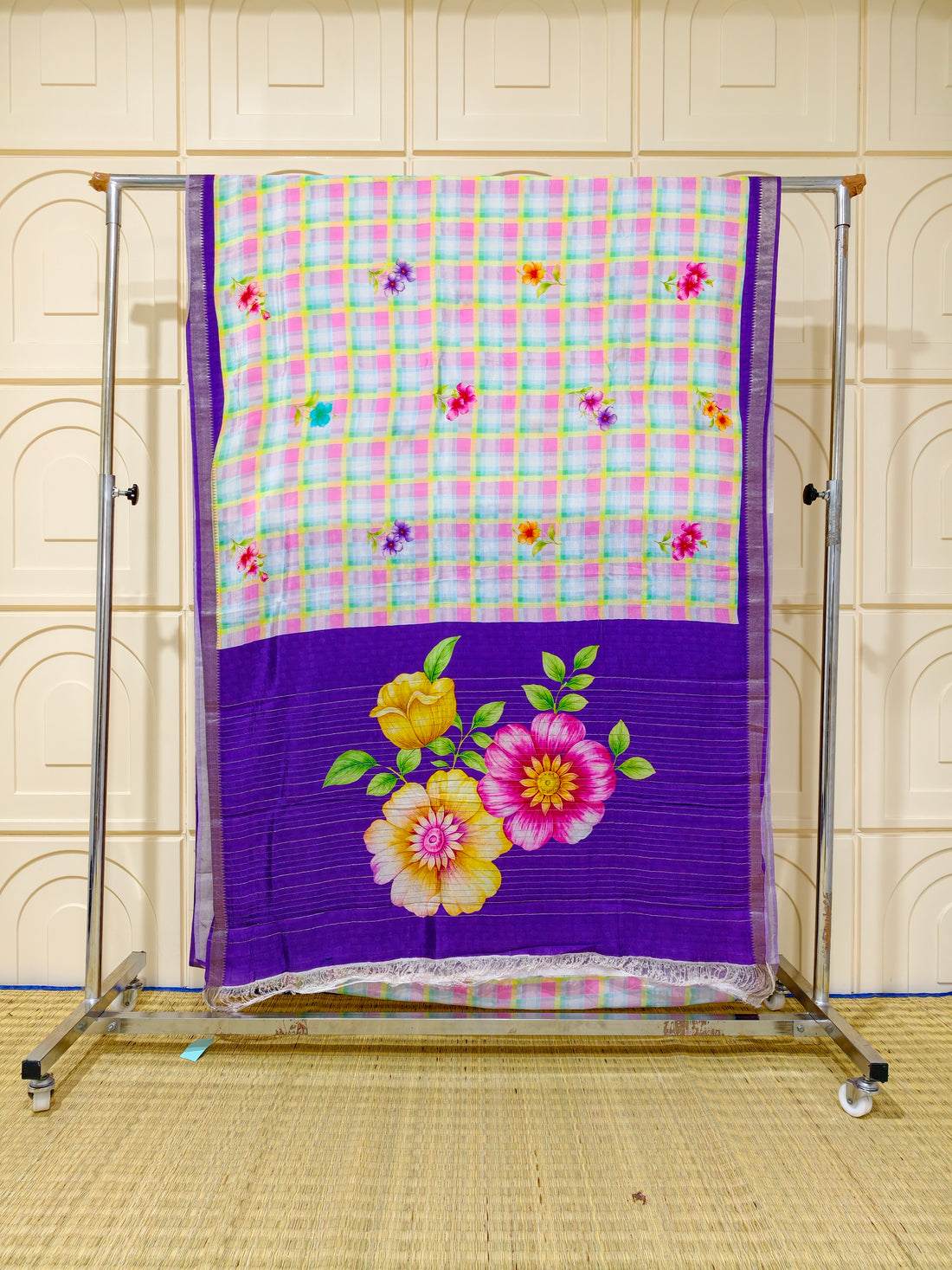 Pure Mangalagiri silk digital print sarees