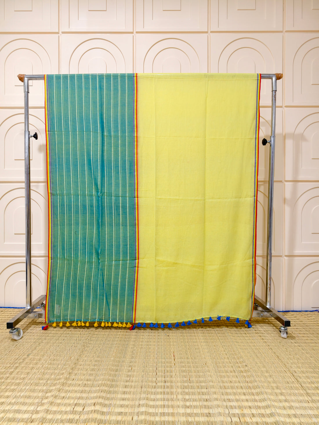 Premium mul cotton half and half saree