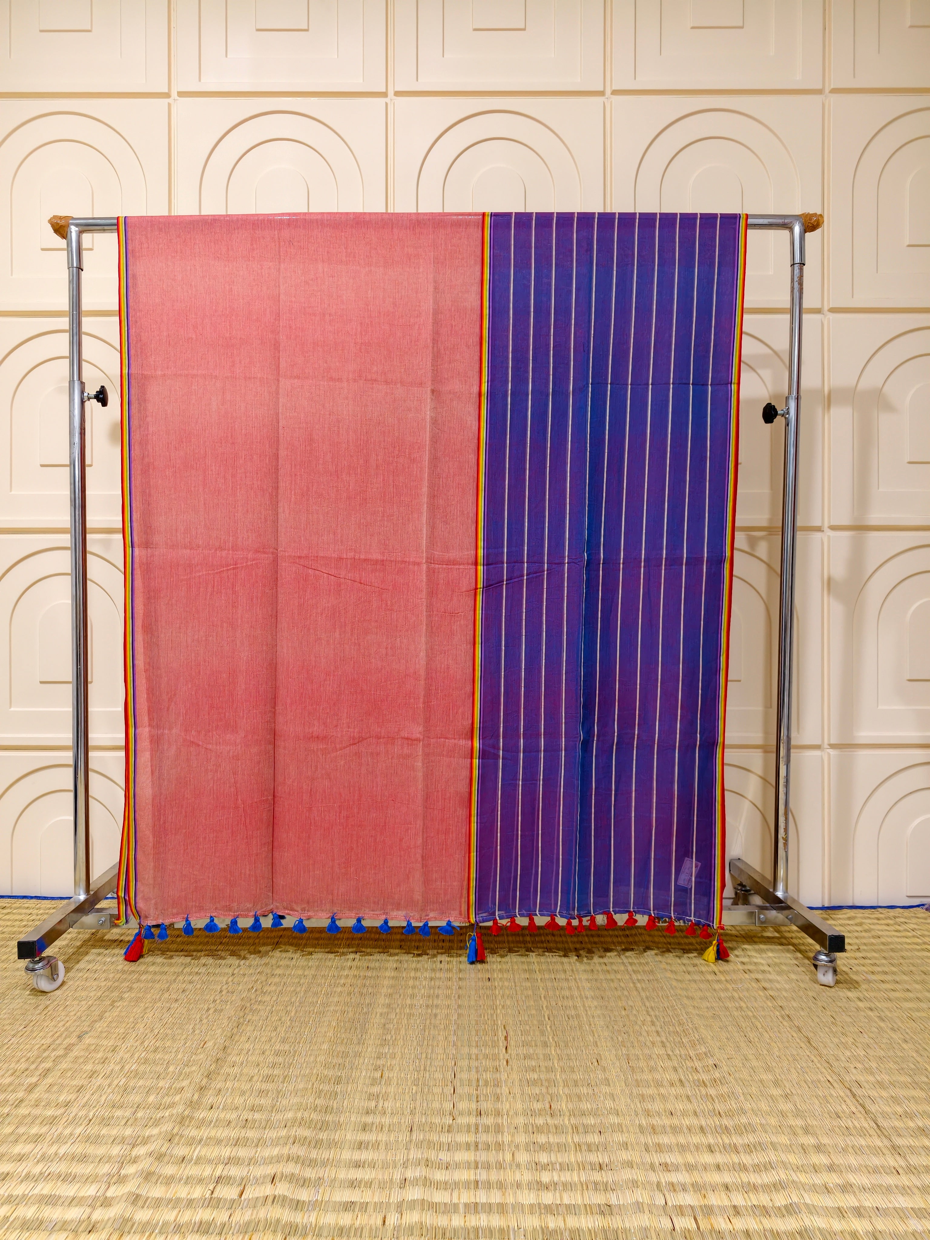 Premium mul cotton half and half saree