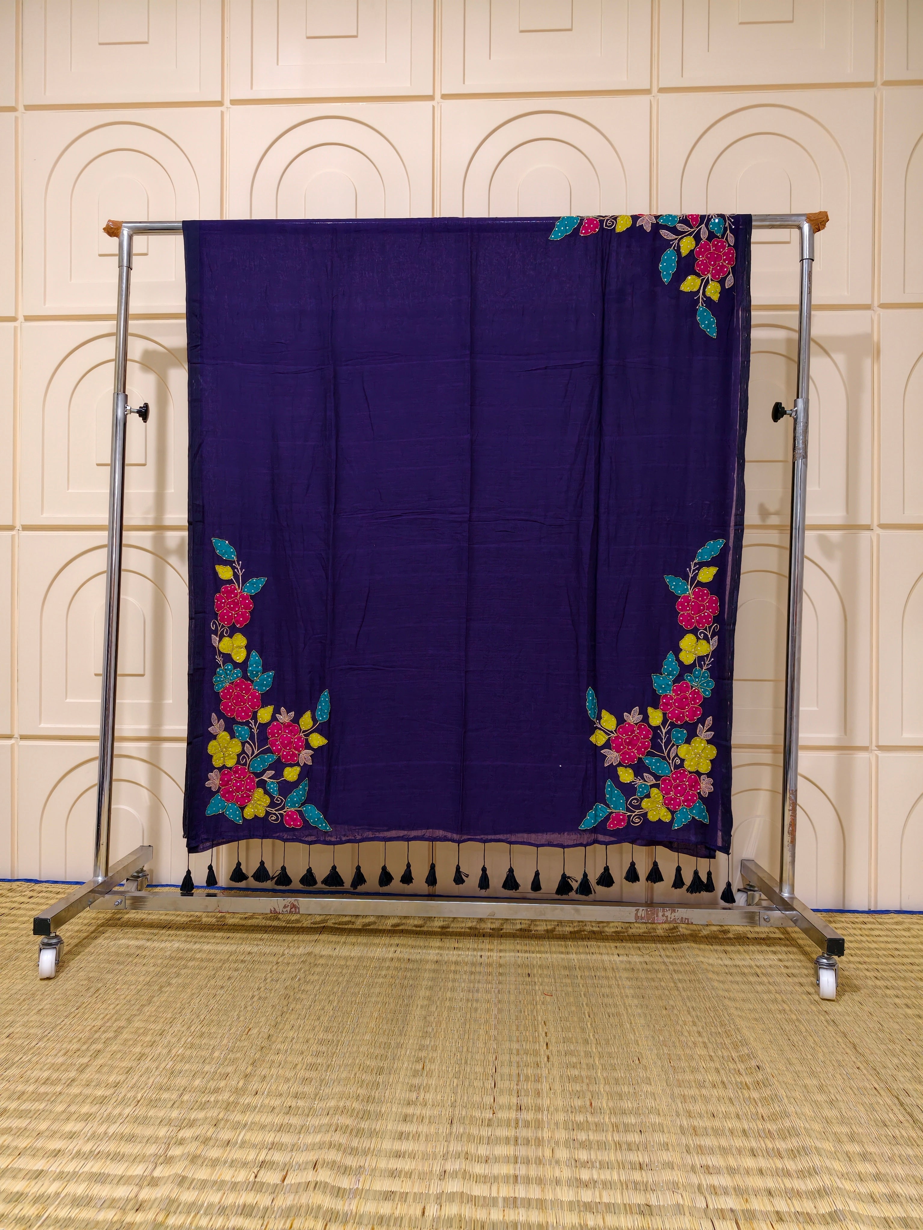 Premium heavy jardosi applique work mul saree
