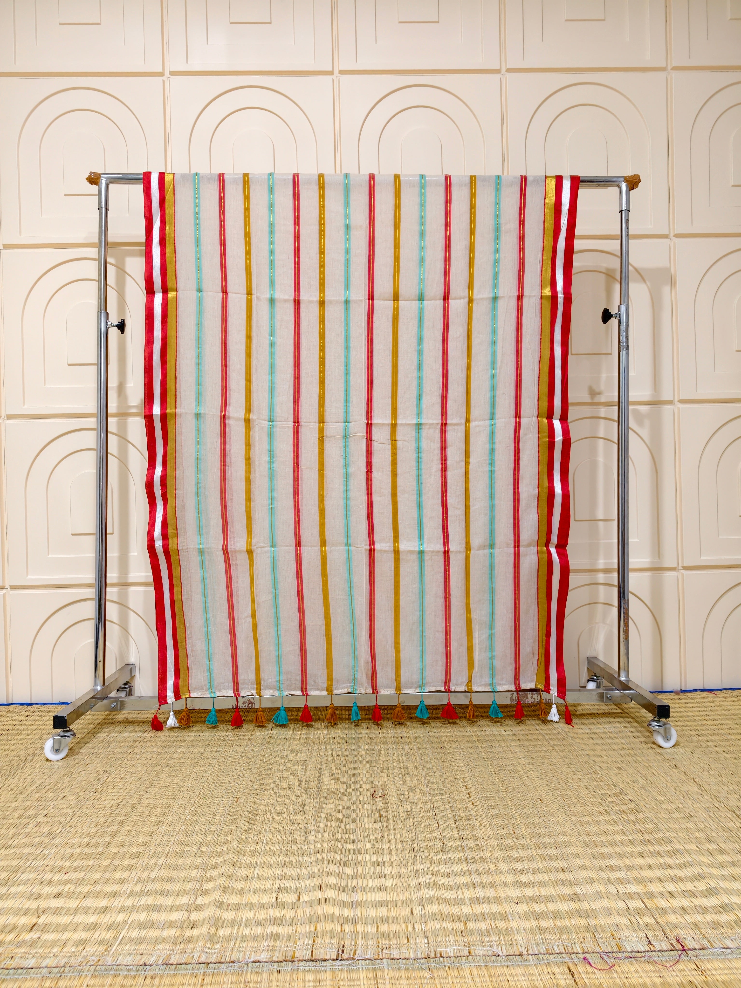 Premium mul cotton multi stripes saree PMK