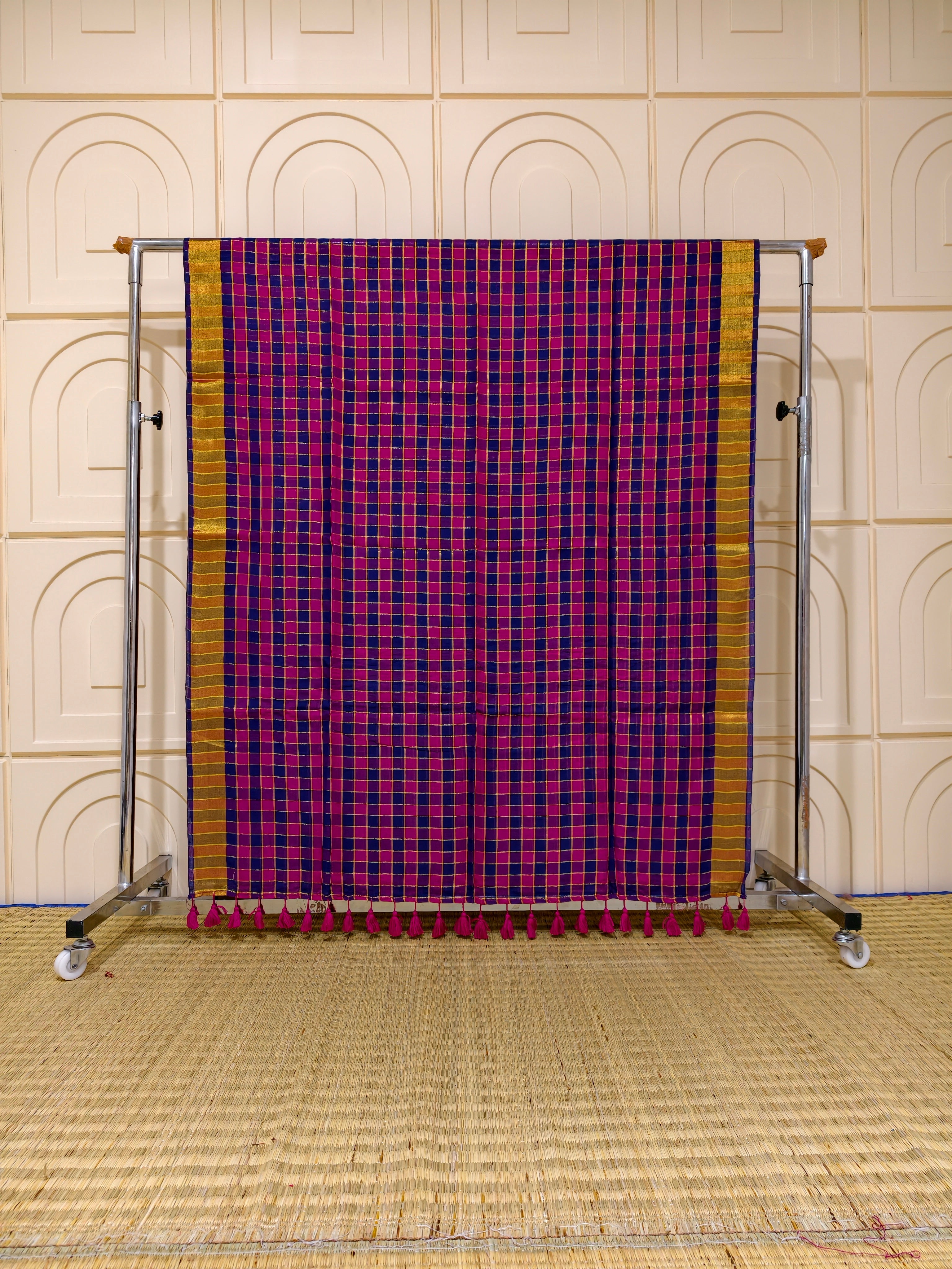 Premium Mul cotton zari check saree PMK26