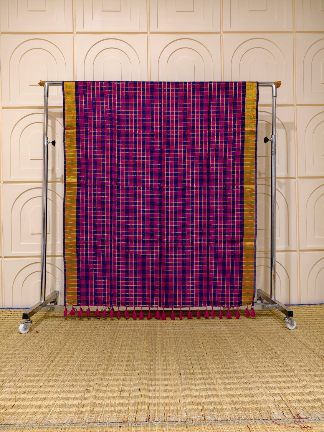 Premium Mul cotton zari check saree PMK26