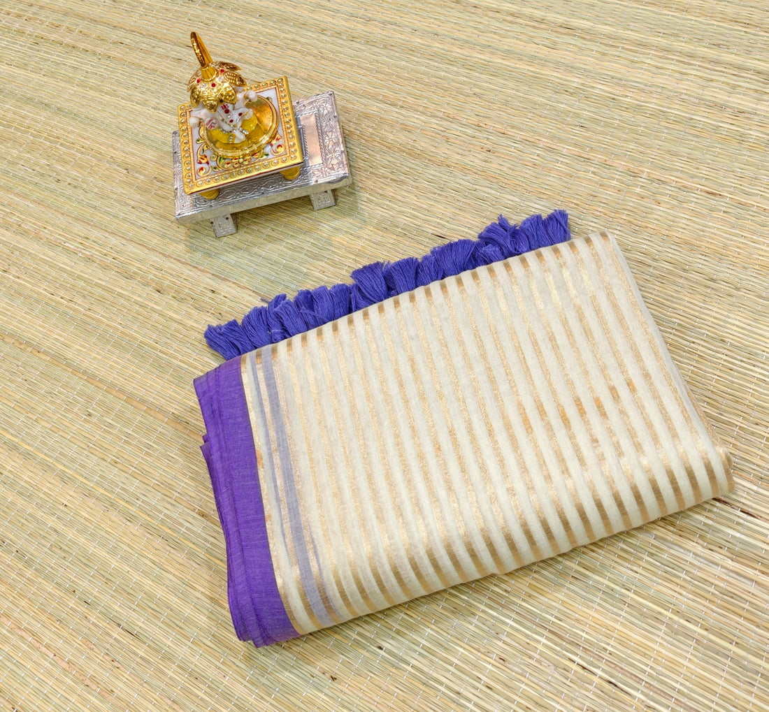 Premium mul tissue saree with zari stripes