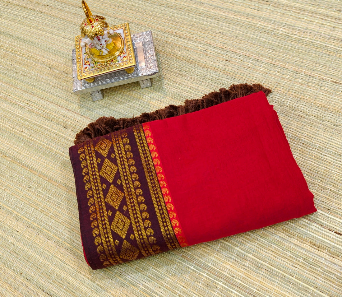 Premium mul cotton saree with kanchi border