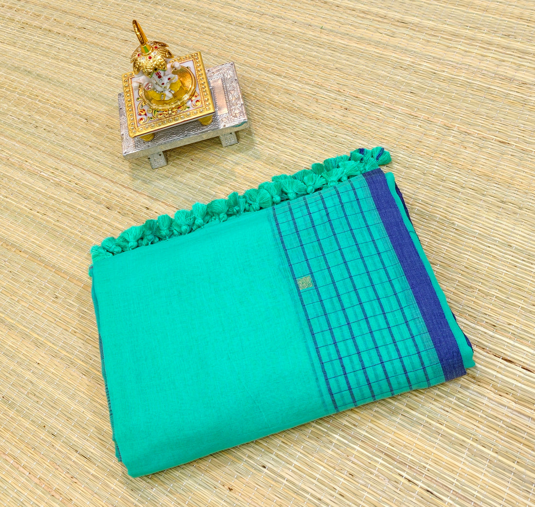 Premium Mul cotton sarees with checks border