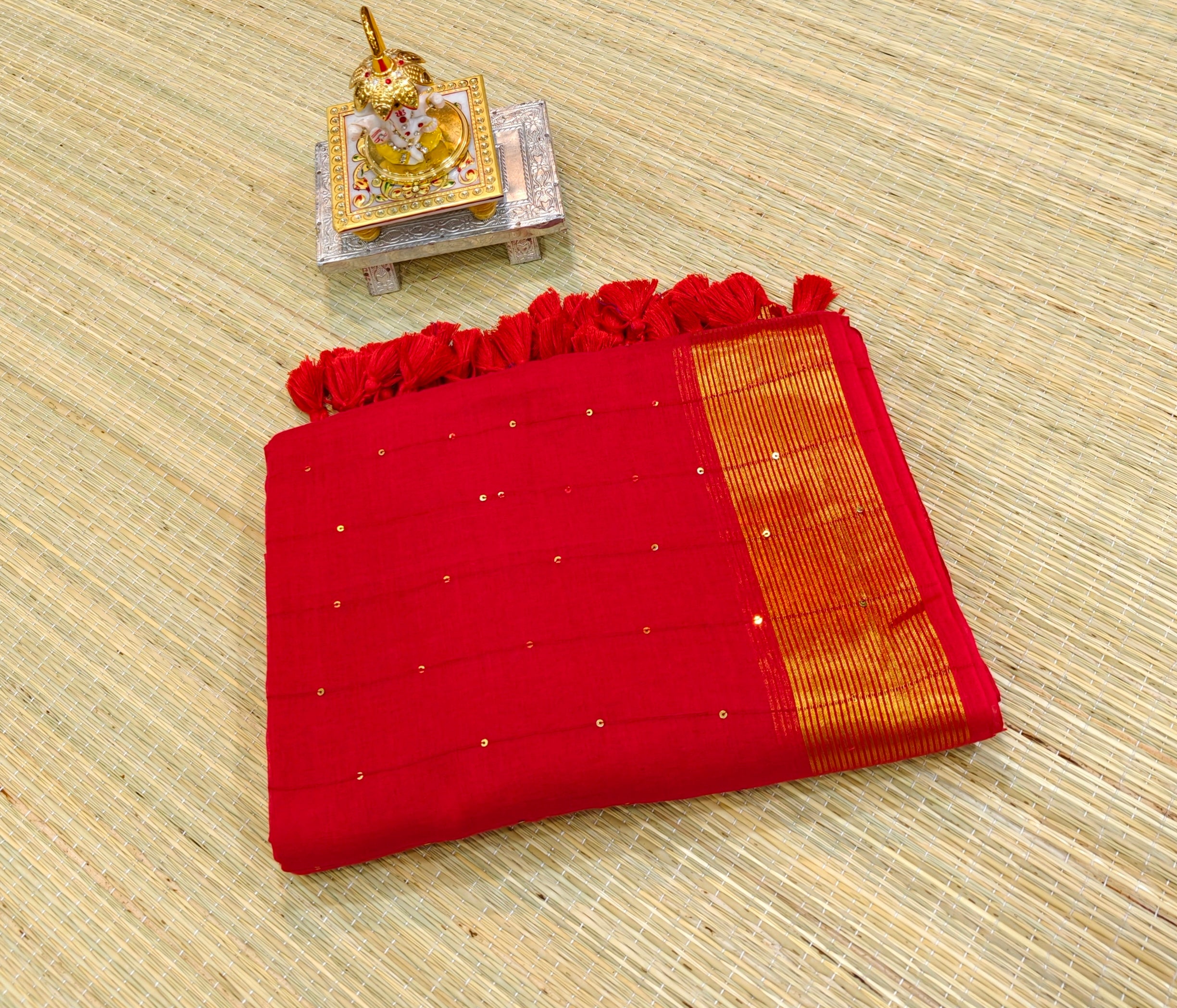 Premium mul cotton saree with sequence embroidery PMK