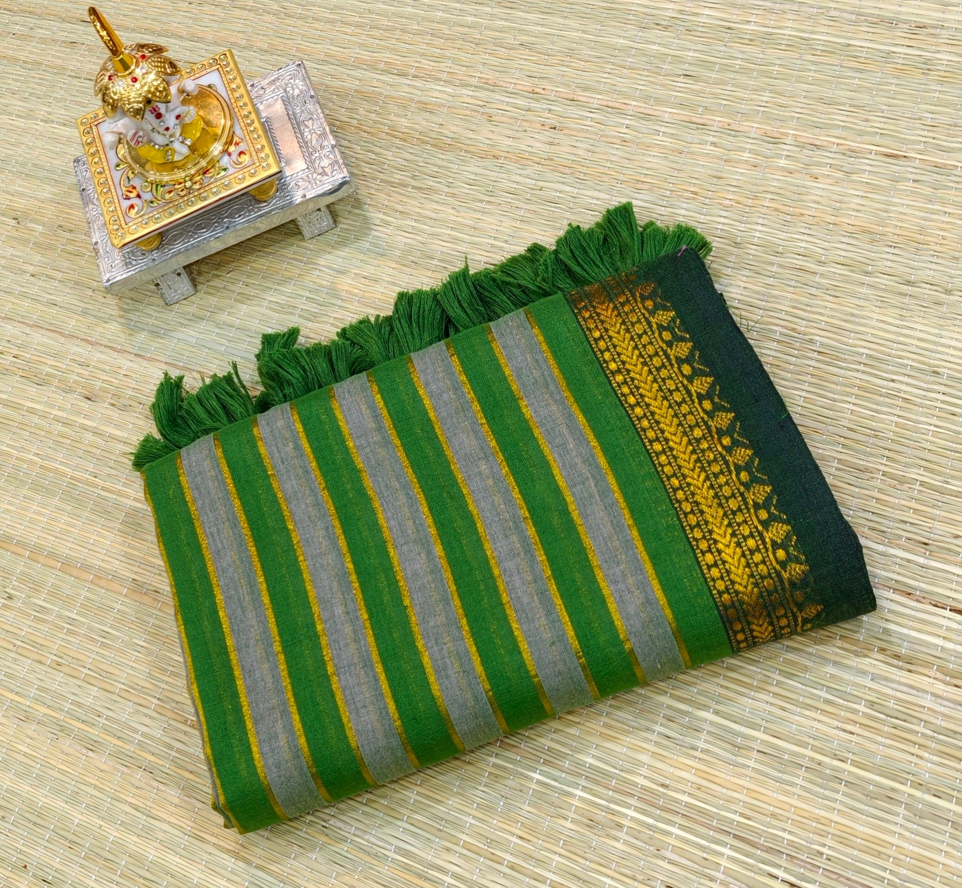 Premium mul cotton saree with alternate stripes PMK