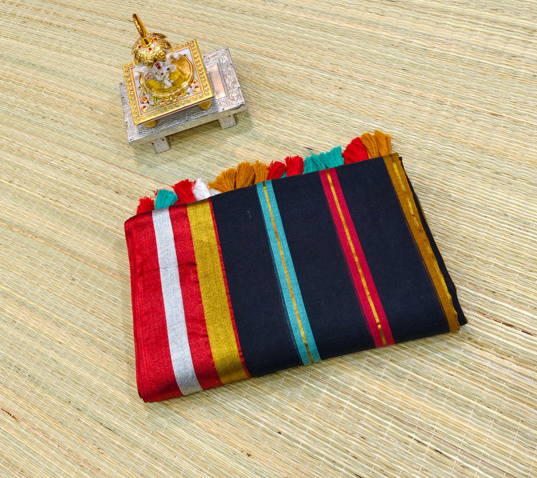 Premium mul cotton multi stripes saree PMK