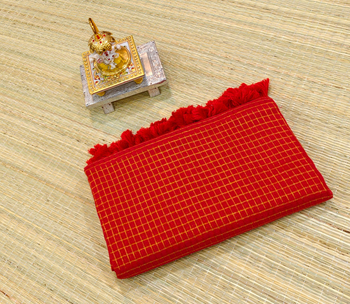 Premium mul cotton saree with small zari checks PMK