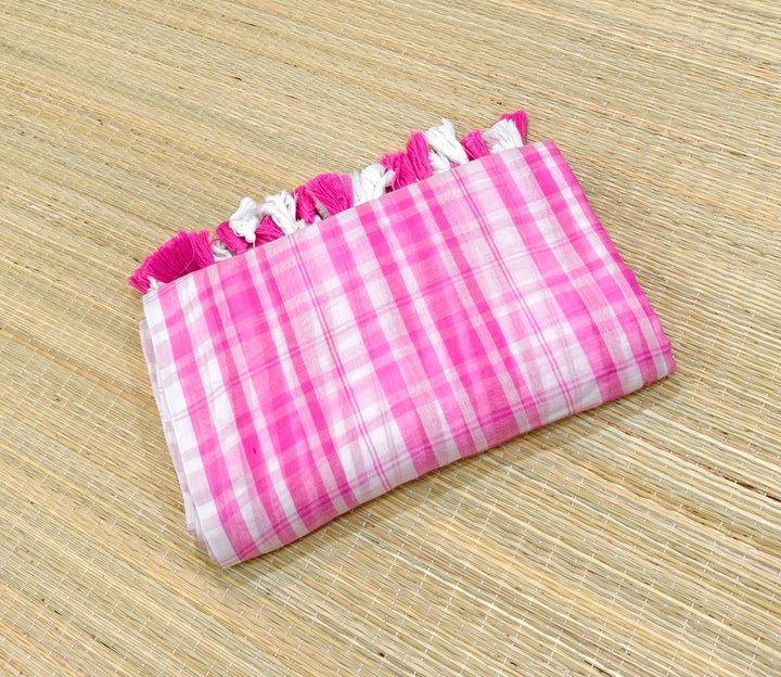 Premium mul cotton check saree
